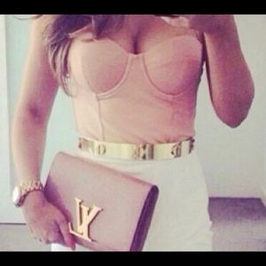 Pink Strapless Corset Bodysuit